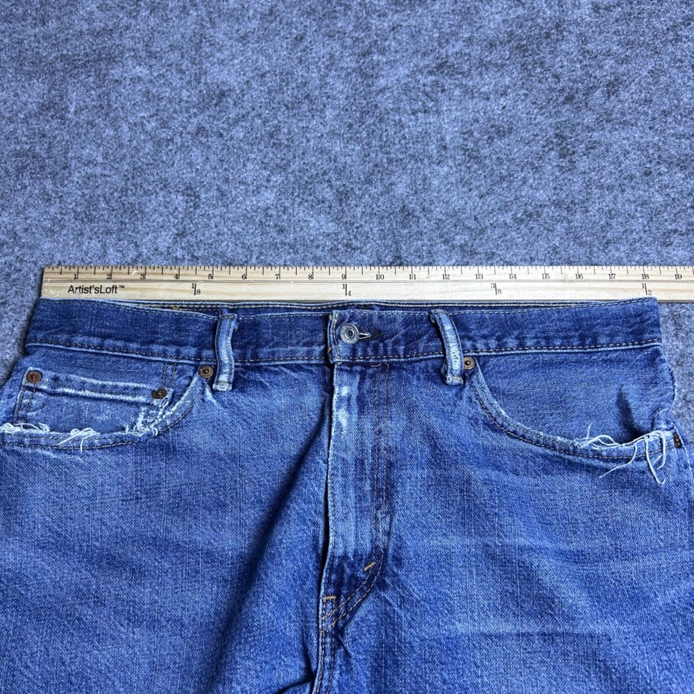 Levi's 505 Regular Fit Denim Shorts Blue Vintage Skater Baggy Size 36 - Picture 5 of 7